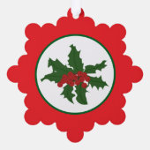 hulstbladeren en bessen ornament kaart (Achterkant)