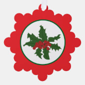hulstbladeren en bessen ornament kaart (Voorkant)