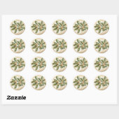 Hulstbladeren en -bessen ronde sticker (Vel)