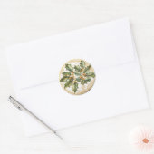 Hulstbladeren en -bessen ronde sticker (Envelop)