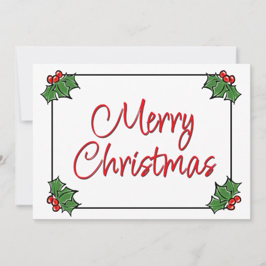 Hulstbladeren, hulstbessen, kerstkrans feestdagenkaart (Voorkant)
