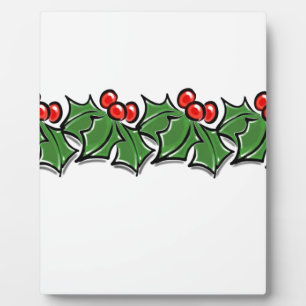 Hulstbladeren, hulstbessen, kerstkrans  fotoplaat