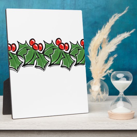 Hulstbladeren, hulstbessen, kerstkrans  fotoplaat (Zijkant)