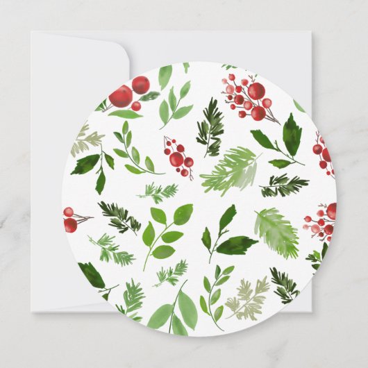 Hulstbladertjes Rode Bes Kerst Bruiloft Kaart (Achterkant)