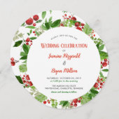 Hulstbladertjes Rode Bes Kerst Bruiloft Kaart (Voorkant / Achterkant)