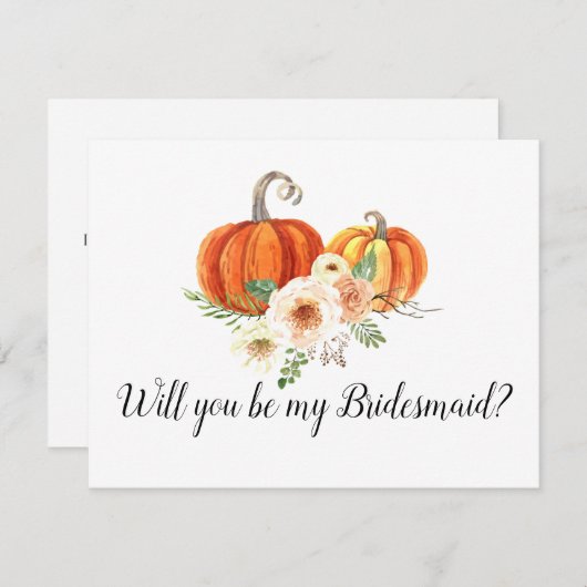 Hulstige Pompoenen Wil je mijn Bruidsmeisje zijn K Bedankkaart (Voorkant / Achterkant)