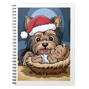 Hulstkind aanbeden door yorkshire Terrier Notitieboek