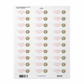 Hulstkrans Flamingo Tropisch Strand Kerstmis Etiket (Full Sheet)