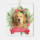 Hulstkrans Hond Foto Keramisch Ornament (Links)