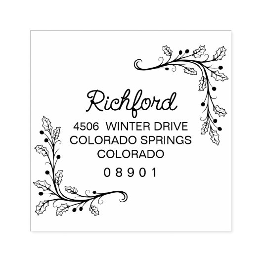 Hulsttakken Frame Kerst Retouradres Rubberstempel (Afrduk)