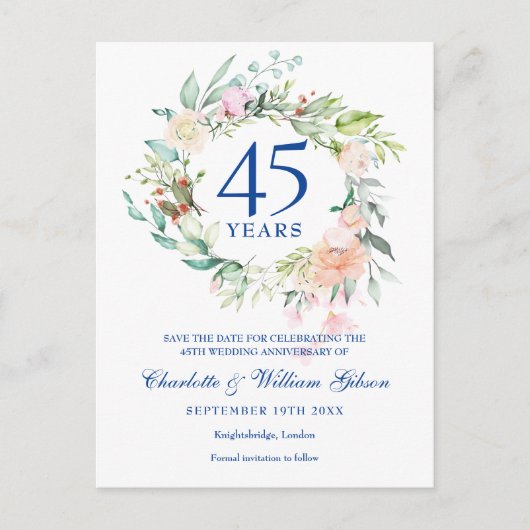 Hulzen van rozen 45e 65e jubileum Save the Date Aankondigingskaart (Voorkant)