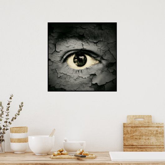 Humaan oog, afgerond op de huid van het schilferen poster (Keuken)