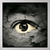 Humaan oog, afgerond op de huid van het schilferen poster (Voorkant)