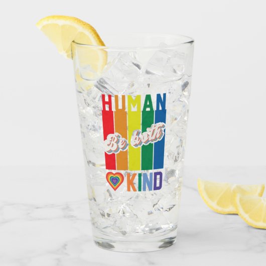 Human | Be Kind | Rainbow | LGBTQ Glas (Voorkant ijs)