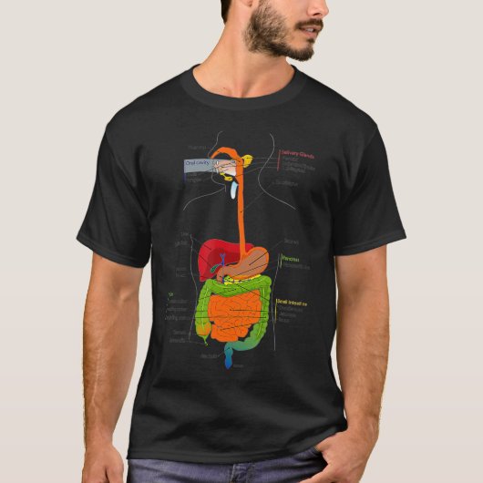 Human Body Digestive System Gastrointestinal Tract T-shirt (Voorkant)