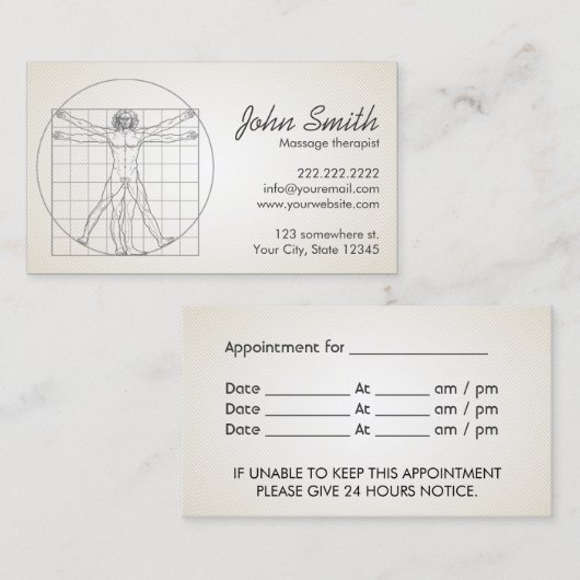 Human Body Massage Therapist Appointment Card Afsprakenkaartje (Voorkant / Achterkant)
