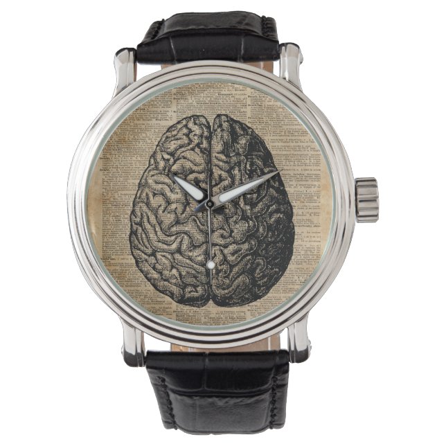 Human Brain  Illustratie Dictionary Art Horloge (Voorkant)