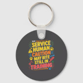 Human Caution Service May Still Bite Training Smil Sleutelhanger (Voorkant)
