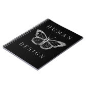 human design black with butterfly notitieboek (Linkerzijde)