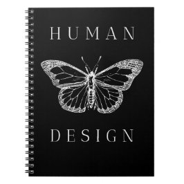human design black with butterfly notitieboek