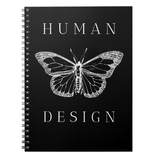 human design black with butterfly notitieboek (Voorkant)
