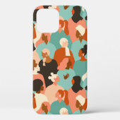 Human Diversity Retro Faces Pattern Case-Mate iPhone Case (Achterkant)