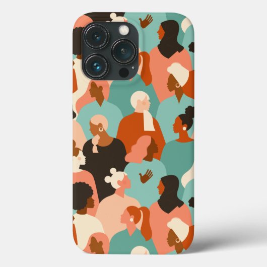 Human Diversity Retro Faces Pattern Case-Mate iPhone Case (Achterkant)