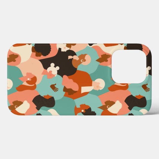 Human Diversity Retro Faces Pattern Case-Mate iPhone Case (Achterkant (horizontaal))