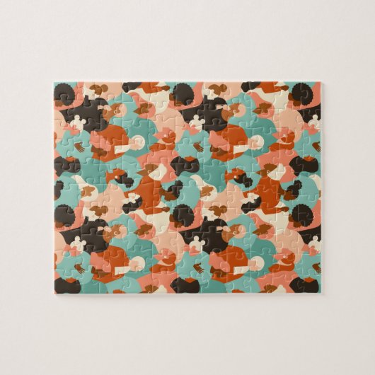 Human Diversity Retro Faces Pattern Legpuzzel (Horizontaal)