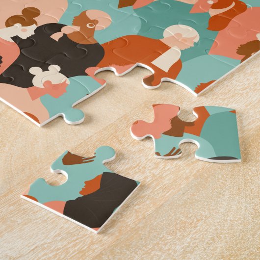 Human Diversity Retro Faces Pattern Legpuzzel (Zijkant)