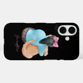 Human & Dog Back View – Minimalist iPhone Case (Achterkant (horizontaal))