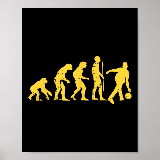 Human Evolution Bowling Grappige Bowler Mannen Vro Poster (Voorkant)