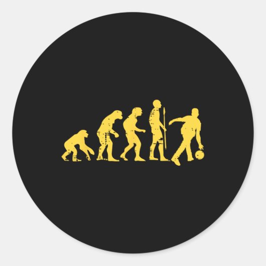 Human Evolution Bowling Grappige Bowler Mannen Vro Ronde Sticker (Voorkant)