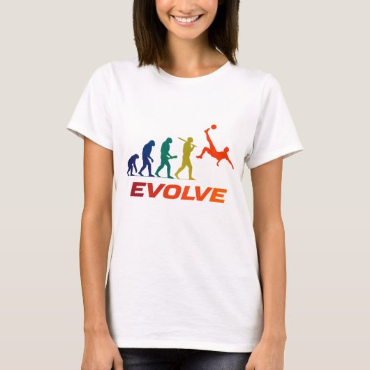 Human Evolution Into Modern Soccer Silhouette T-shirt (Voorkant)