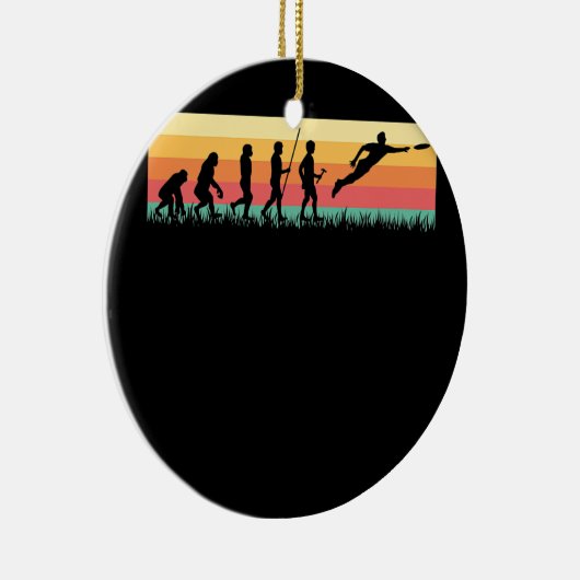 Human Evolution Ultimate Disk Golf Sport  Keramisch Ornament (Rechts)