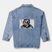 Human face Funky Sketch Denim Jacket (Achterkant)