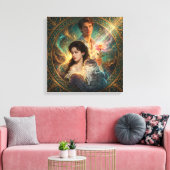 Human Form, Feline Soul – Mystic Cat Wall Art Canvas Afdruk (Insitu (Woonkamer))