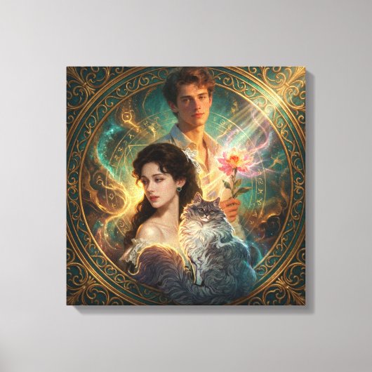 Human Form, Feline Soul – Mystic Cat Wall Art Canvas Afdruk (Voorkant)