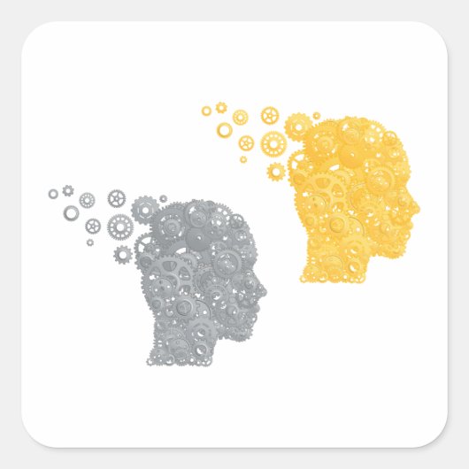 Human Head Gears Vierkante Sticker (Voorkant)