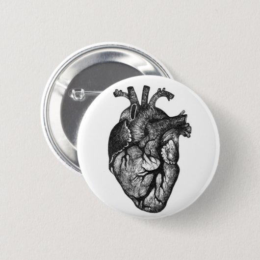 Human Heart Drawing Button (Voorkant /achterkant)