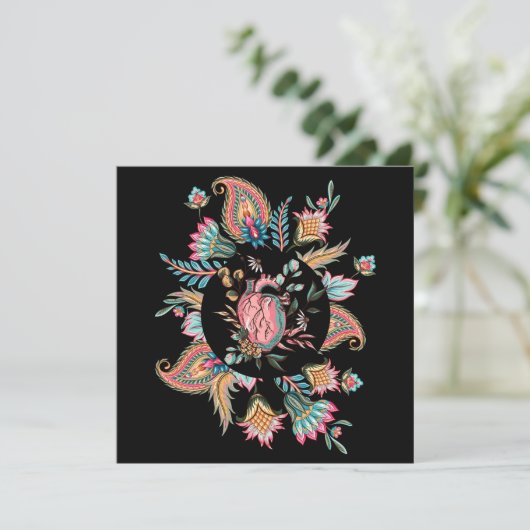 HUMAN HEART FLORAL DESIGN FEESTDAGENKAART (Staand voorkant)