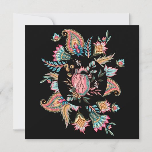 HUMAN HEART FLORAL DESIGN FEESTDAGENKAART (Voorkant)