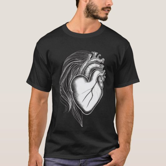 Human Heart & Heart Minimalistisch T-shirt (Voorkant)