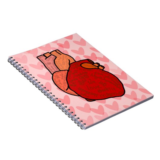 Human Heart with Love in Different Languages  Notitieboek (Rechterzijde)
