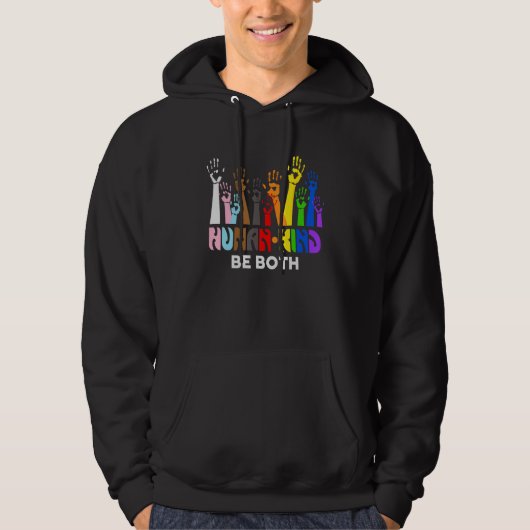 Human Kind Be Both  LGBT Gay Lesbian Pride Rainbow Hoodie (Voorkant)