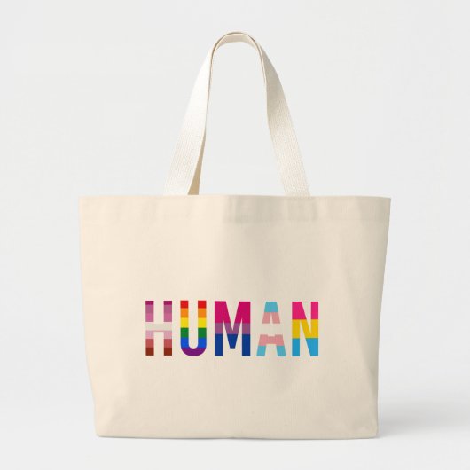 HUMAN LGBT Flag Gay Pride Month Transgender Grote Tote Bag (Voorkant)
