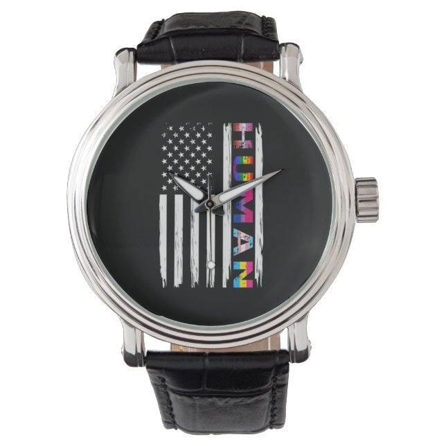 HUMAN LGBT Flag Gay Pride Month Transgender Horloge (Voorkant)
