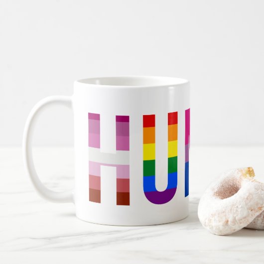 HUMAN LGBT Flag Gay Pride Month Transgender Koffiemok (Met donut)