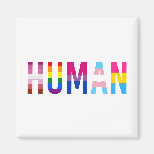 HUMAN LGBT Flag Gay Pride Month Transgender Magneet (Voorkant)