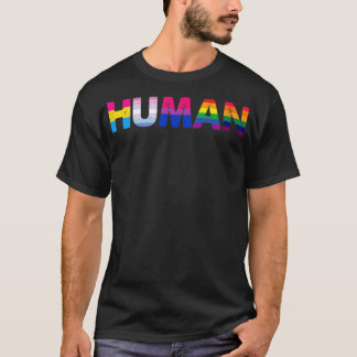 HUMAN LGBT Flag Gay Pride Month Transgender Rainbo T-shirt
